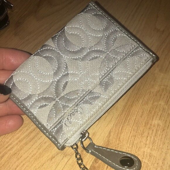 Coach Gray Zipper Key Chain Credit Card Wallet - Picture 1 of 5